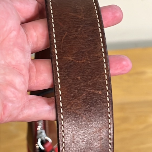 Dooney & Bourke Red with Brown Leather Strap Boho Bag - Picture 6 of 11